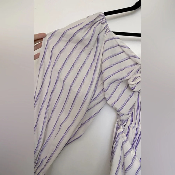 NWT TOPSHOP Stripe Bow Tie Long Sleeve Romper Purple White Size 4 - Picture 8 of 13